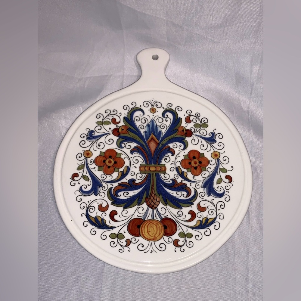 Ceramica Cuore Decal Ricco Italy Decorative Ceramic Trivet Floral Design